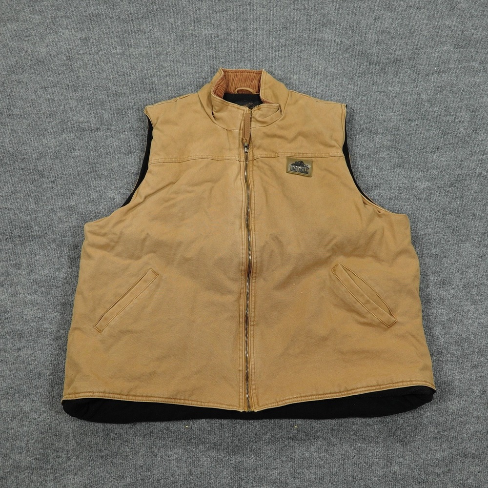 Old Mill Vest Mens 2XL Brown Quilted Lined Insulated Padded Pockets Full Zip